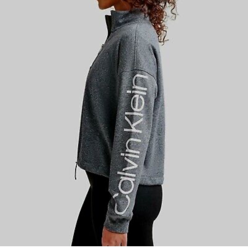 Calvin Klein Half Zip Cropped Pullover With Cinch Waist